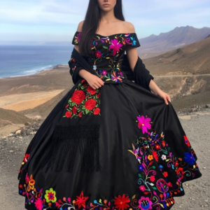 traje de charra / adelita azul con sombrero (copia) (copia)